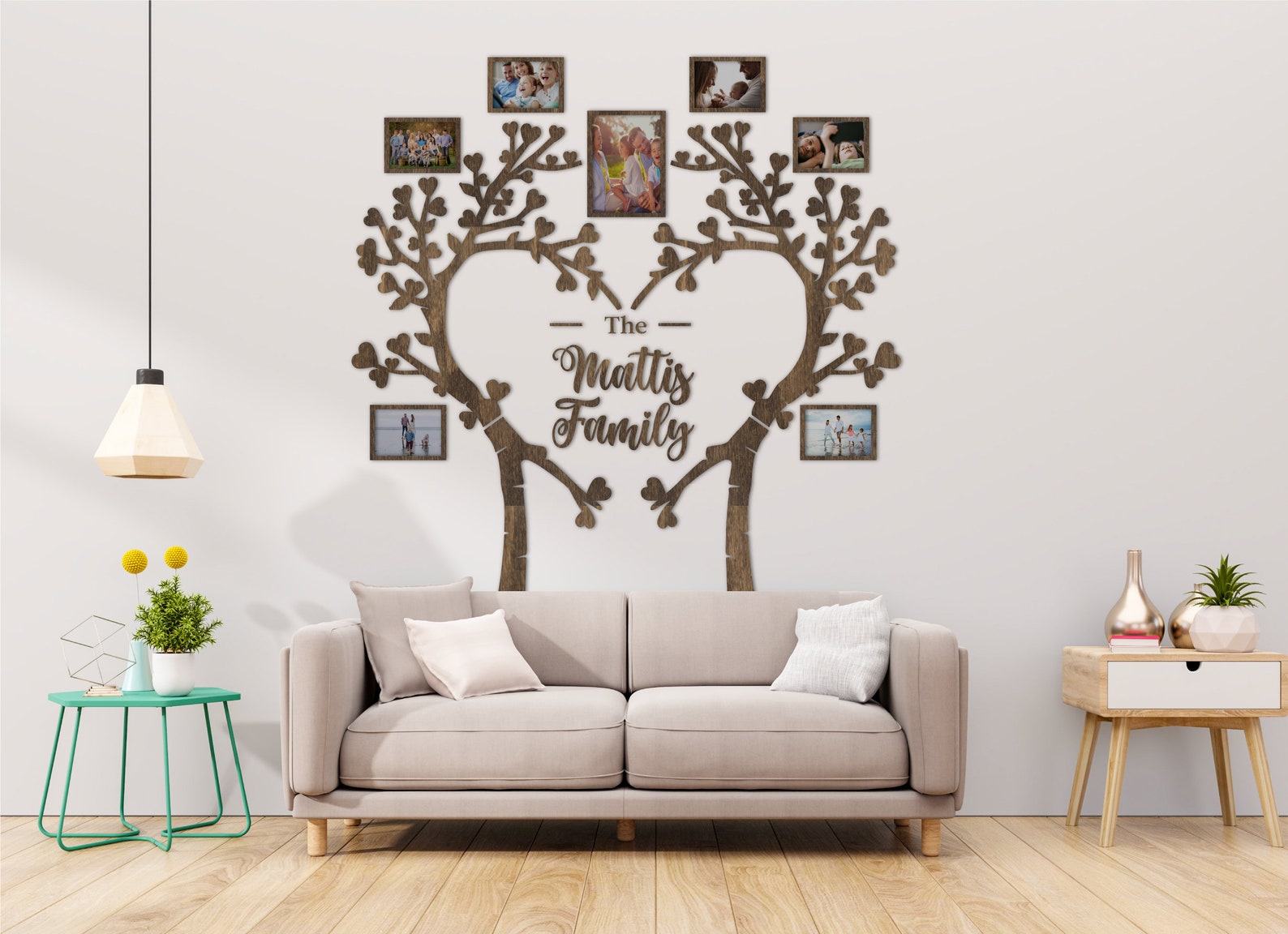 Family Tree Wall Art Wood Family Tree With Photos Family Etsy