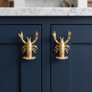 Lobster Drawer Handles, Coastal Cabinet Pulls, Nautical Furniture Hardware, Ocean Decor, Beach House Cabinet Knobs