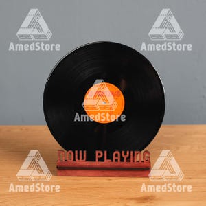 Now playing record stand, Wooden vinyl stand, Vinyl record holder, Vinyl record display, Now spinning display, Album display, Lp holder