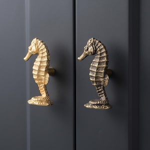 Seahorse Drawer Handles, Coastal Cabinet Pulls, Marine Cabinet Pull, Nautical Furniture Hardware, Ocean Decor, Beach House Knobs