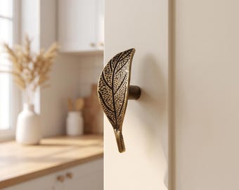 Bladvormige ladehandgrepen, botanische kastgrepen, natuurlijke meubelbeslag, rustieke ladeknoppen, botanisch meubelbeslag, landelijke decoratie
