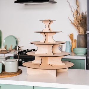 Soporte de madera para cupcakes, soporte para cupcakes, exhibición de cupcakes para bodas, torre de madera para cupcakes, soporte para cupcakes para baby shower, bandeja para cupcakes escalonada