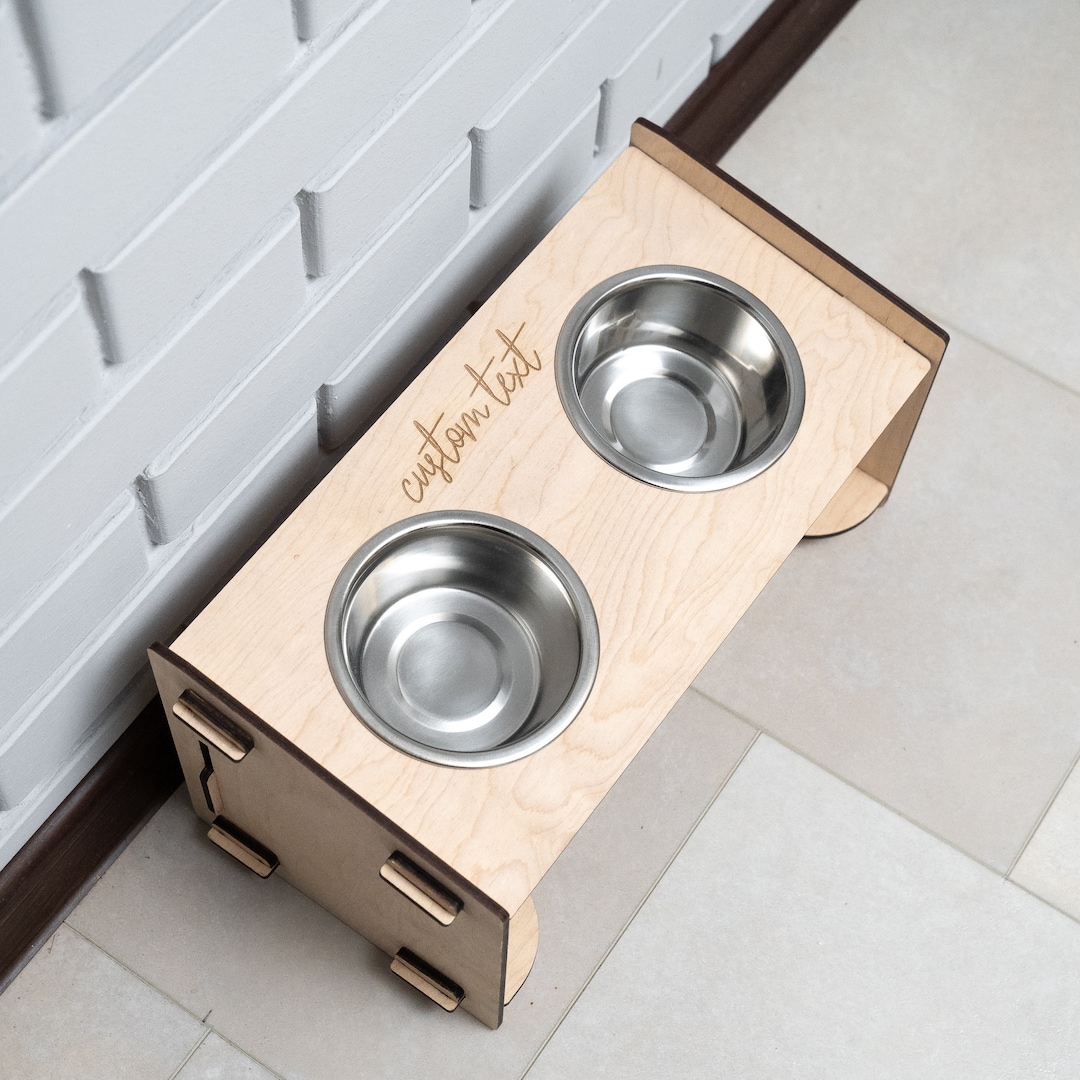 Custom Wood Elevated Dog Bowls Stand, Raised Pet Bowl, Wood Dog Bowl Holder, Elevated Pet