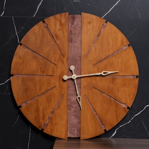 Geometric wall clock, Minimalist wall clock, Modern wood wall clock, Wooden wall clock, Handmade wall clock, Oversized wooden clock