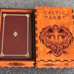 Caja de cartas de tarot celta, caja de tarot celta de madera, caja de tarot celta, juego de cajas de cartas de tarot, caja de tarot de madera, caja de tarot personalizada, caja de tarot personalizada