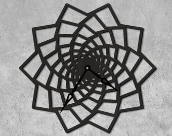 Trämandalaklocka, Mandala-väggklocka, Blommig väggklocka, Blommig väggklocka, Laserskuren mandalaklocka, Rustik väggklocka, Yoga-väggklocka