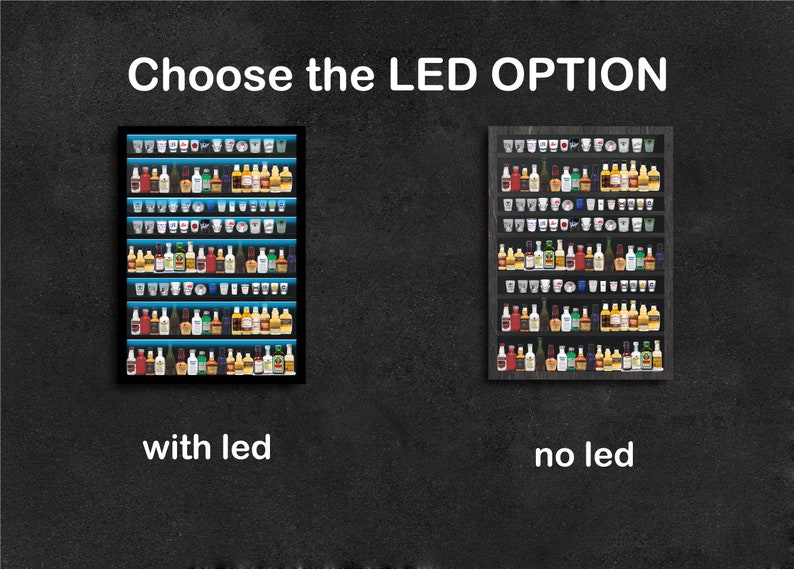 Shot Glass Display Case With Led Shot Glass Display Shelf Etsy