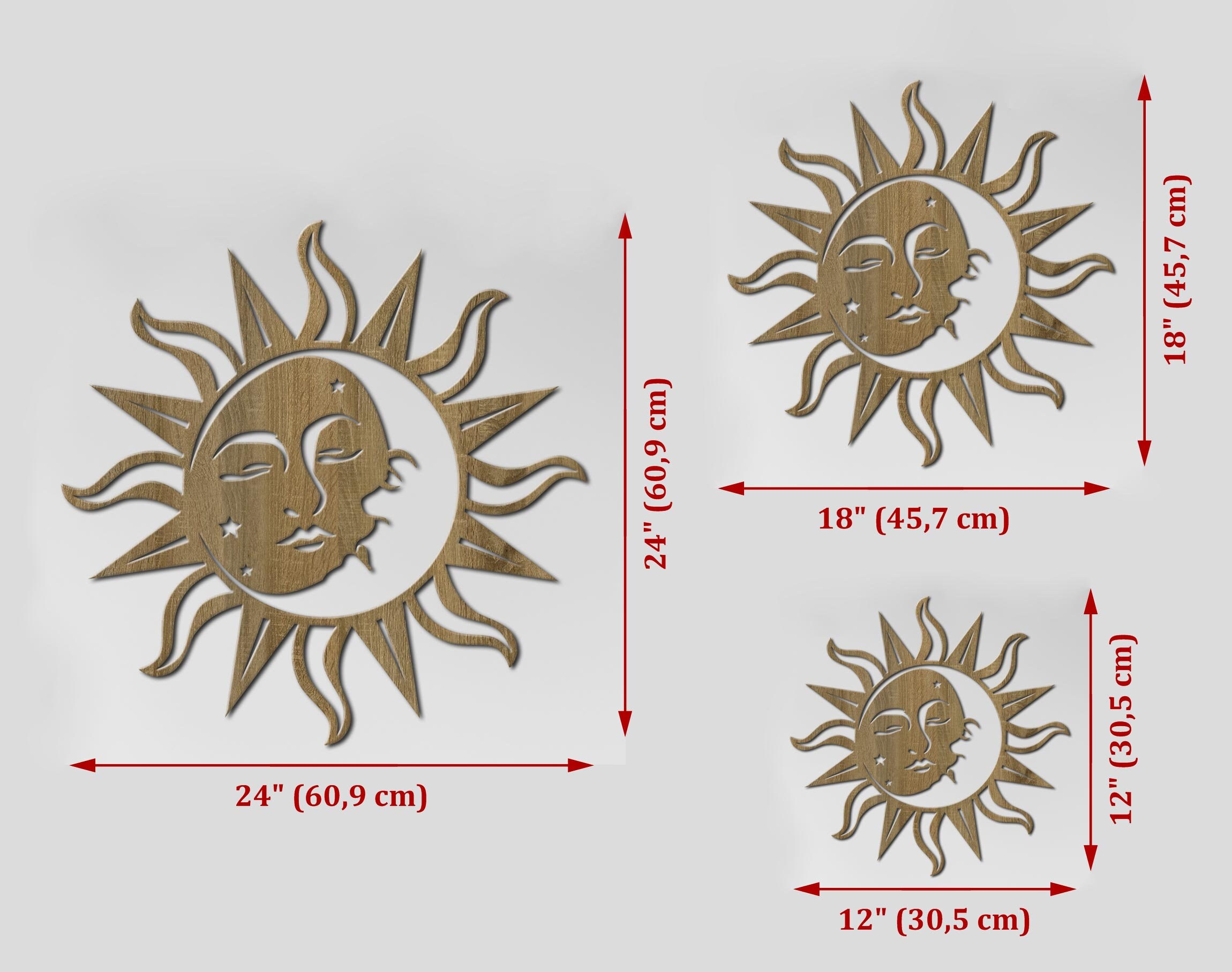 Sun and Moon Wood Wall Art Wooden Sun and Moon Wood Sun Wall Etsy