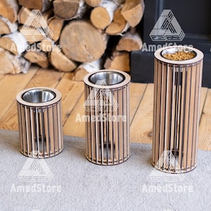 Erhöhter Hundenapf, Holznapfständer, Einzelnapfständer, Futternapf für Katzen, Wassernapfständer, Hundenapfhalter, Futternapfhalter