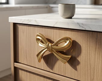 Bow Cabinet Knob, Decorative Drawer Pull, Cute Ribbon Furniture Handle, Bow Drawer Knob, Ribbon Cabinet Handle