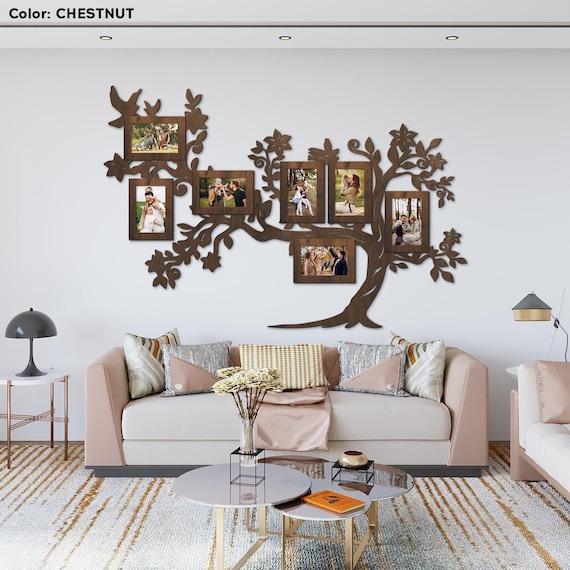 Family tree wall art wood, Family tree wall art with photos, Family tree with frames , Wooden family tree wall art,Photo frames for wall set