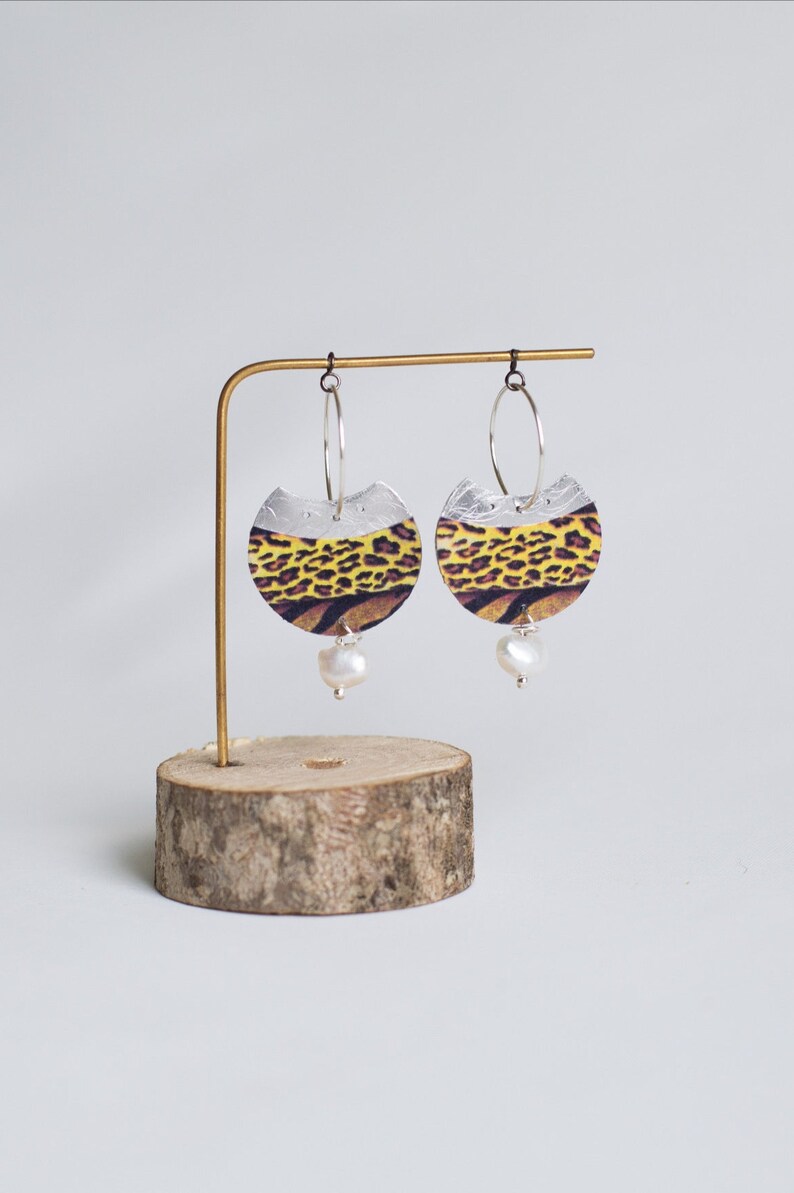 Pendientes de plata hechos a mano Animal print