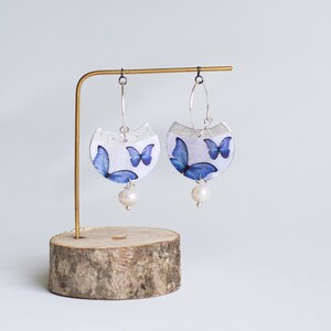 Pendientes de plata hechos a mano Mariposas azules