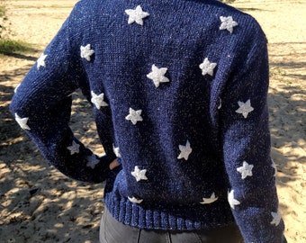 Hand knitted Coraline inspired stars sweater