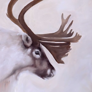 Original deer painting on canvas, wall art, reindeer art, wall decor living room art, original oil painting