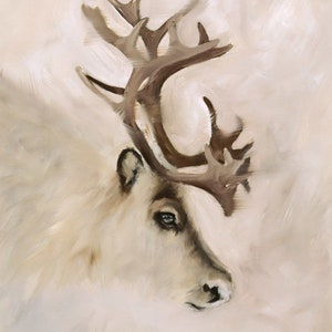 Original deer painting on canvas, wall art, reindeer art, wall decor living room art, original oil painting