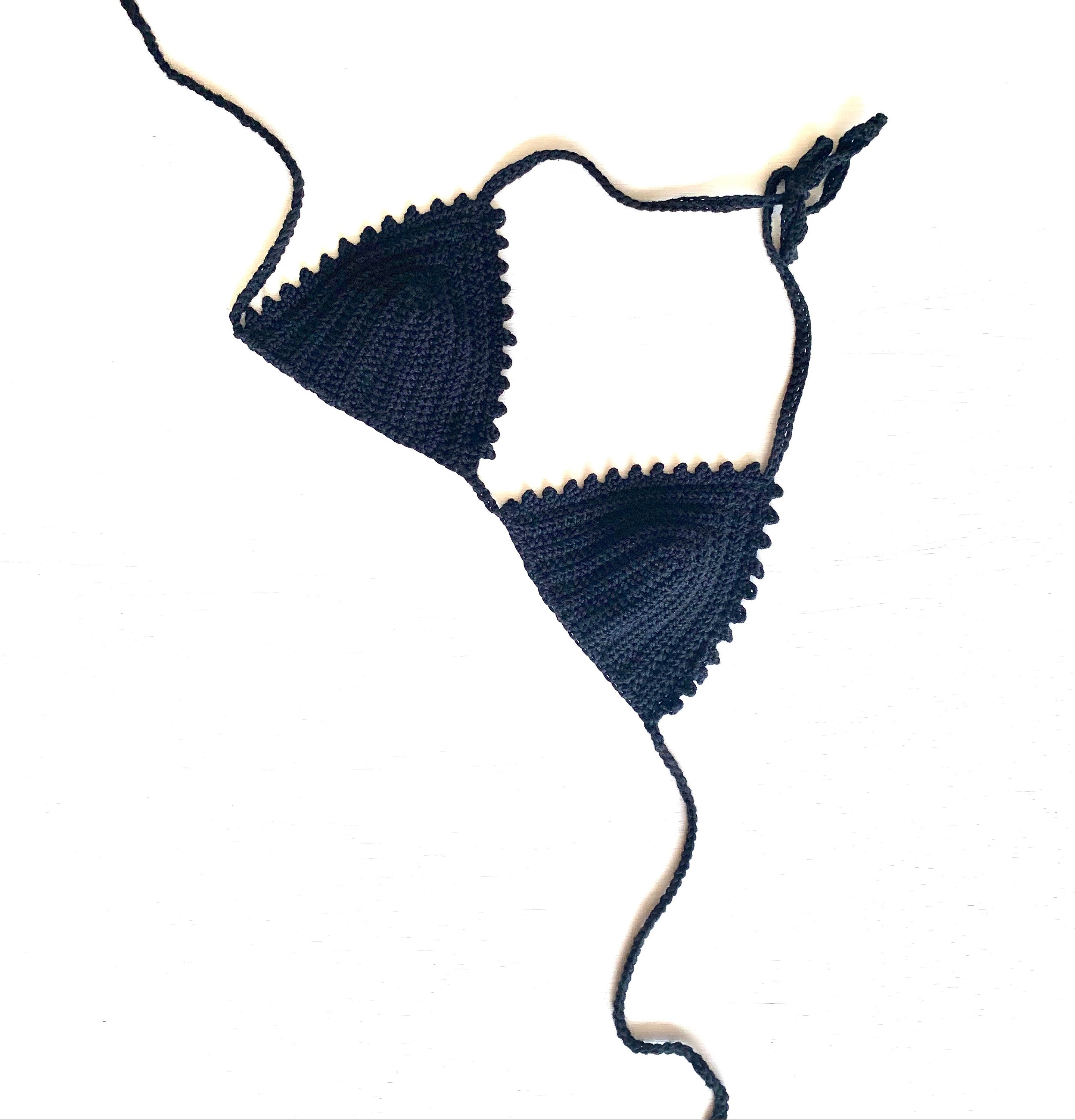 30 Bikini Top Crochet Patterns for Handmade Swimwear, Bralettes, and Beach-Ready Tops 17 Black Licorice Bikini Top Crochet Pattern