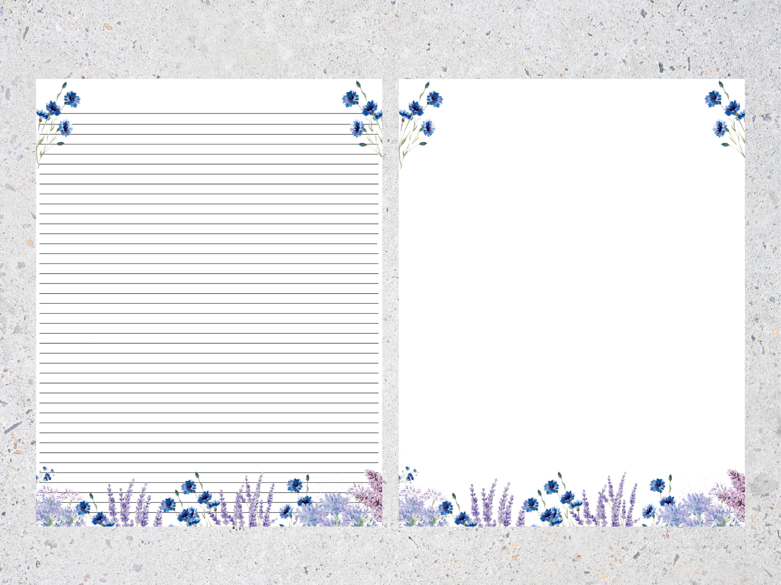 Lavender Floral Letter Paper Printable Stationery Writing | Etsy