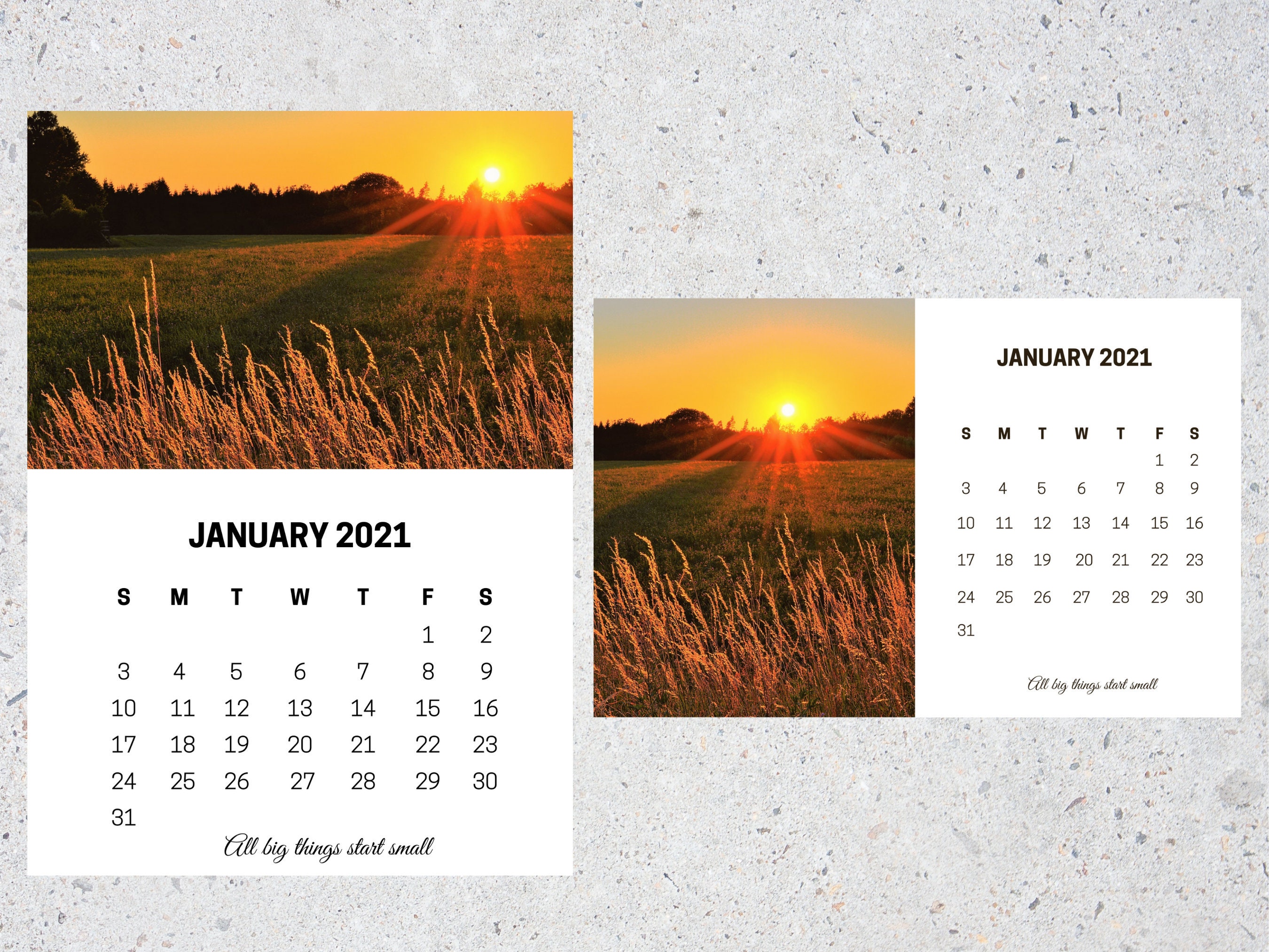2021 Printable Calendar Sunset Calendar 2021 Wall Calendar Etsy