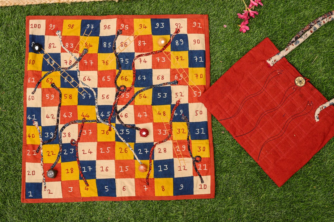 Snakes and Ladders, Chutes and Ladders, Fabric Board Game, Quilted
