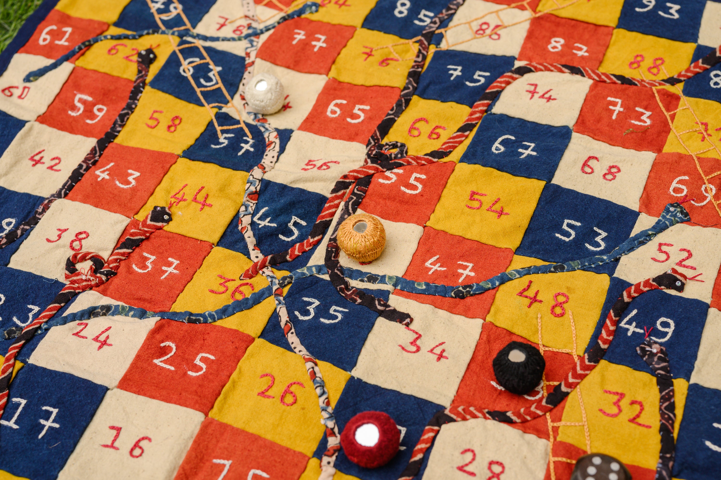 Snakes and Ladders, Chutes and Ladders, Fabric Board Game, Quilted