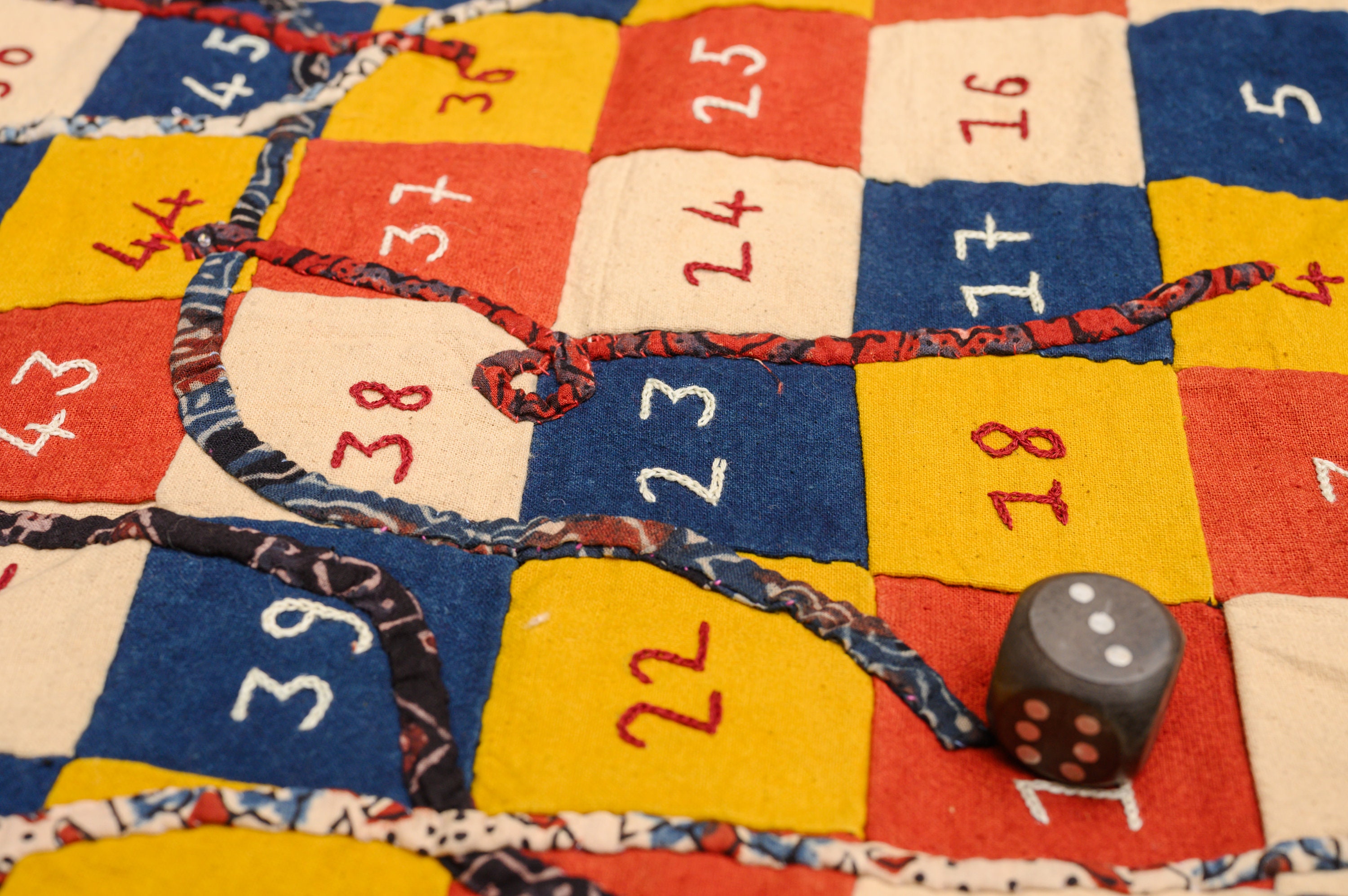 Snakes and Ladders, Chutes and Ladders, Fabric Board Game, Quilted