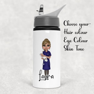 Midwife water bottle, personalised midwife gift, student midwife drink bottle, new midwife gift