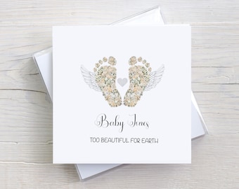 Personalised baby loss card, miscarriage pregnancy loss card, too beautiful for earth sympathy card, child bereavement card
