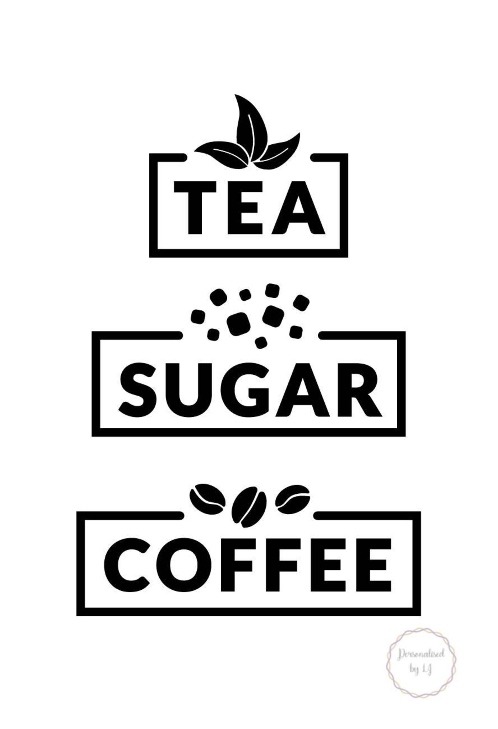 Tea Coffee Sugar labels vinyl labels kitchen storage labels Etsy