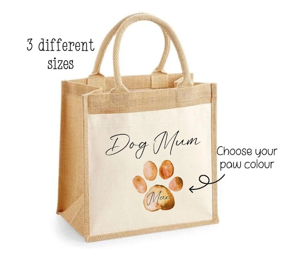 Personalised Dog Mum Jute Bag, Mother's Day Gift from the dog, Dog Mum jute shopping bag, dog mum gift, work lunch bag