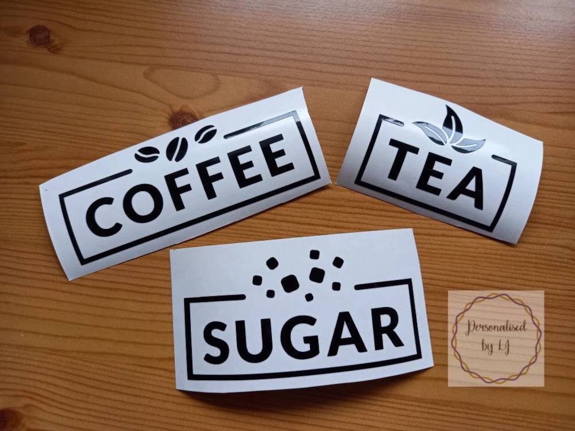 Tea Coffee Sugar labels vinyl labels kitchen storage labels Etsy