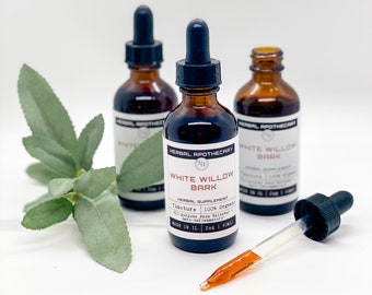 Organic White Willow Bark Tincture | Herbal Pain Relive | Organic White Willow Bark Extract | Herbal Extract | Organic Tincture