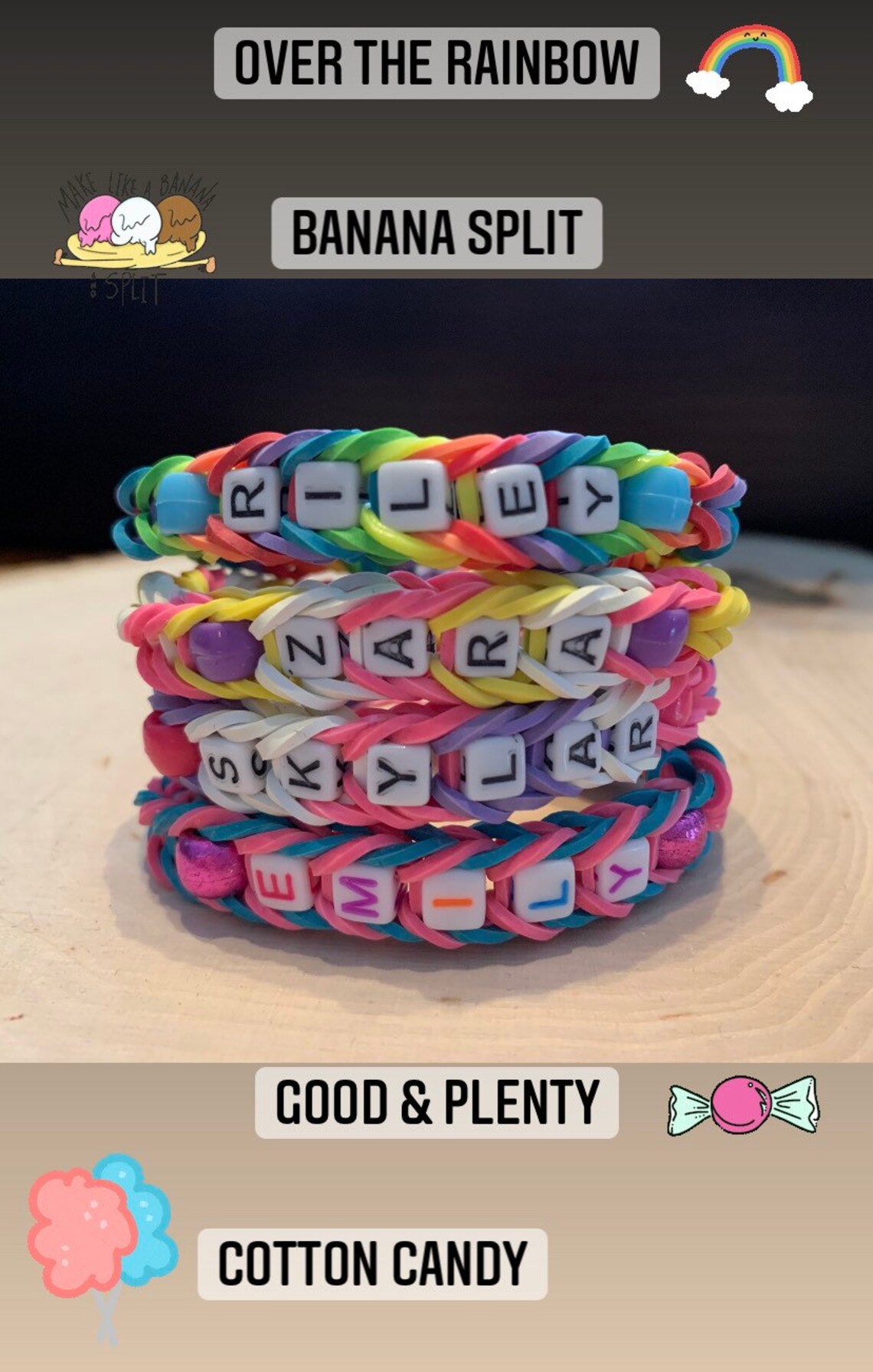 Loom Bracelet Rainbow Loom Rubber Band Bracelet Name Etsy