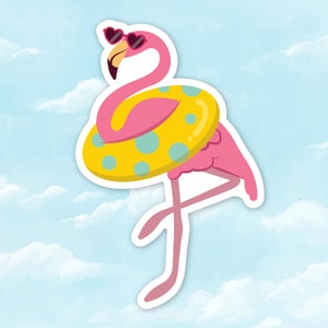 Flamingo Sticker, Flamingo, Birds, Laptop Sticker, Decal, Beach