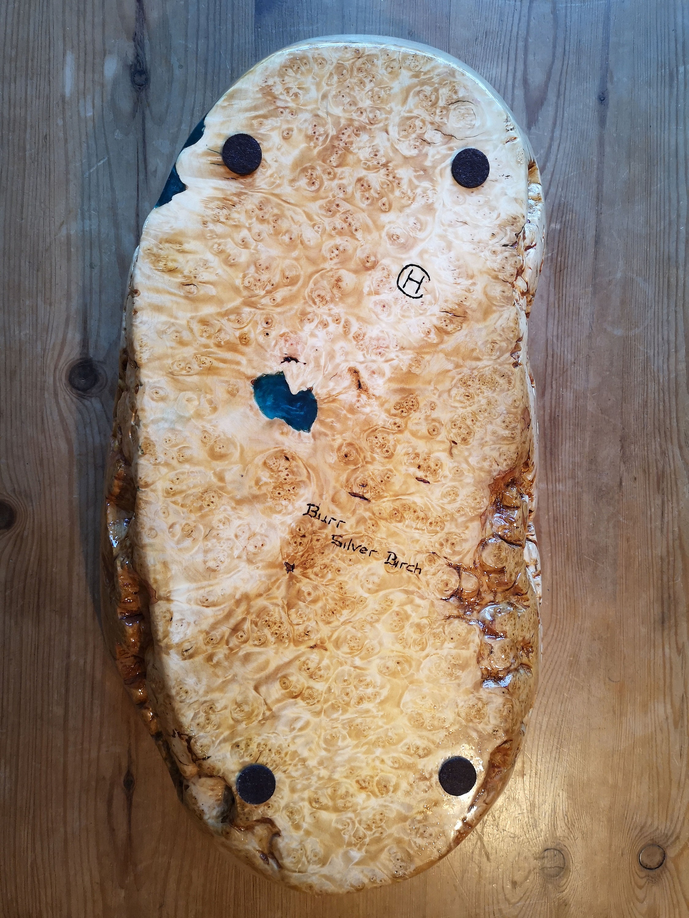 Burr Silver Birch wood turned ornamental bowl with resin Etsy