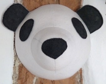 Panda head wall mount / felt animal head  / children room / wall decor