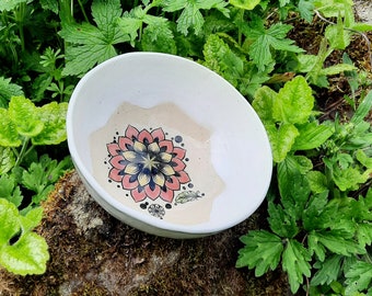 Small Handmade Bowls, Sauce Bowls, Jewellery Bowls, Small White Bowls, Small Snack Bowl for Tapas, Dips, Dessert Bowls, Flowers Design,