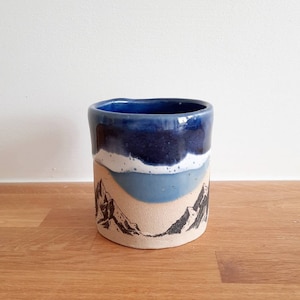 Blue Handmade Mountains Design mug, Handmade mug, Ceramic mug, Stoneware Ceramic Mug, Tea Mug, Coffee Mug, Gift for him, Gift for her, image 6