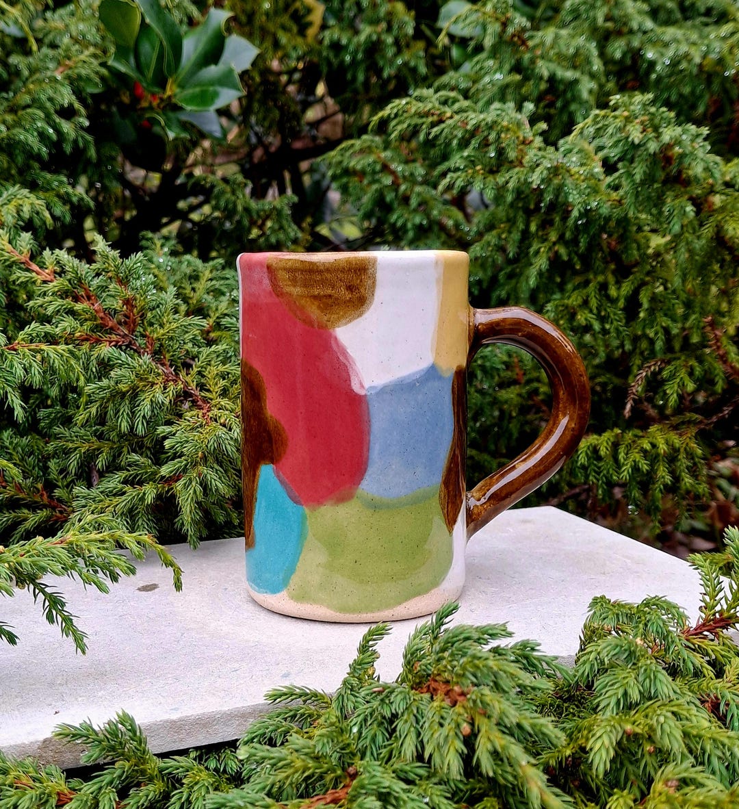 Handmade Abstract Colorblock Tall Ceramic Mug. - Etsy UK