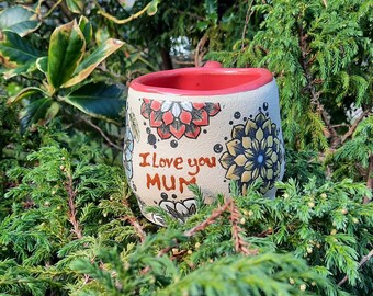 I love you Mum Mug, Snapdragon Glaze, Ceramic Mug, Stoneware Mug, Handmade Mug, Gift for her.