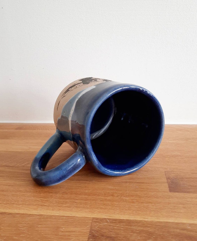 Blue Handmade Mountains Design mug, Handmade mug, Ceramic mug, Stoneware Ceramic Mug, Tea Mug, Coffee Mug, Gift for him, Gift for her, image 4