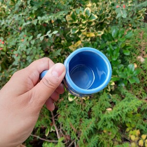 Blue Mushroom Espresso Cup, Stoneware Handmade Espresso Cup, Mushrooms Espresso Cup, Gift for him, Gift for her. image 6