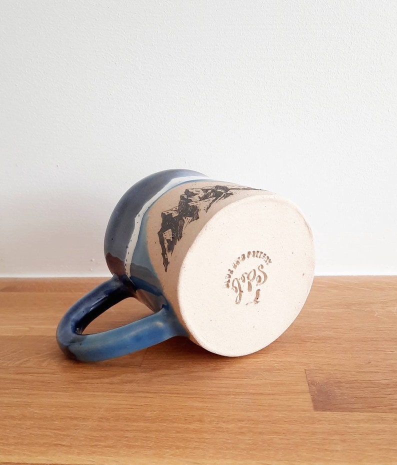 Blue Handmade Mountains Design mug, Handmade mug, Ceramic mug, Stoneware Ceramic Mug, Tea Mug, Coffee Mug, Gift for him, Gift for her, image 7