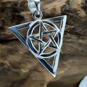 Witchcraft 1st Degree Witch Pendant Necklace 18&quot; Chain & Box - Pagan, Wiccan, Witch Earth Magic 925 Sterling Silver With Box (bs5Li1)
