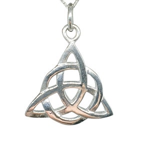 Trinity Knot Triquetra Pendant Necklace 20&quot; Curb Chain Necklace 925 Sterling Silver Celtic Knot Goddess Priestess Jewellery (bx2L30)