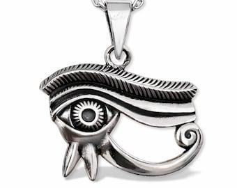 925 Sterling Silver Eye Horus Pendant Wadjet Udjat Egyptian Protection Necklace Spiritual Jewelry