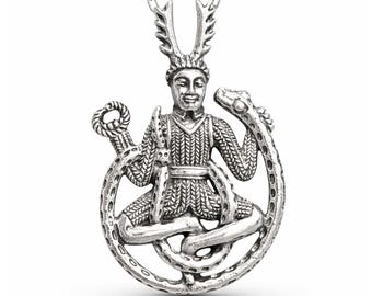 Cernunnos Horned God Pendant Celtic Pagan Necklace Druid Nature Talisman Stag Antlers Jewellery