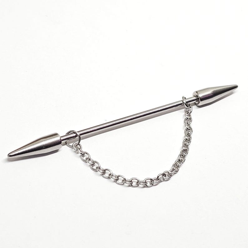 Spike Scaffold Bar Industrial Piercing Chain Surgical Steel Gothic Punk Jewellery 14G bild 11