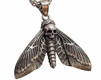 Schädel Motte Anhänger Gothic Schädel Halskette Stahl Schwärmer Punk Alternative Schmuck Geschenk