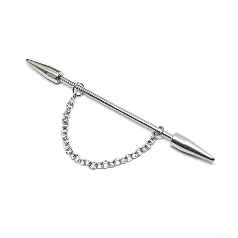 Spike Scaffold Bar Industrial Piercing Chain Surgical Steel Gothic Punk Jewellery 14G bild 10